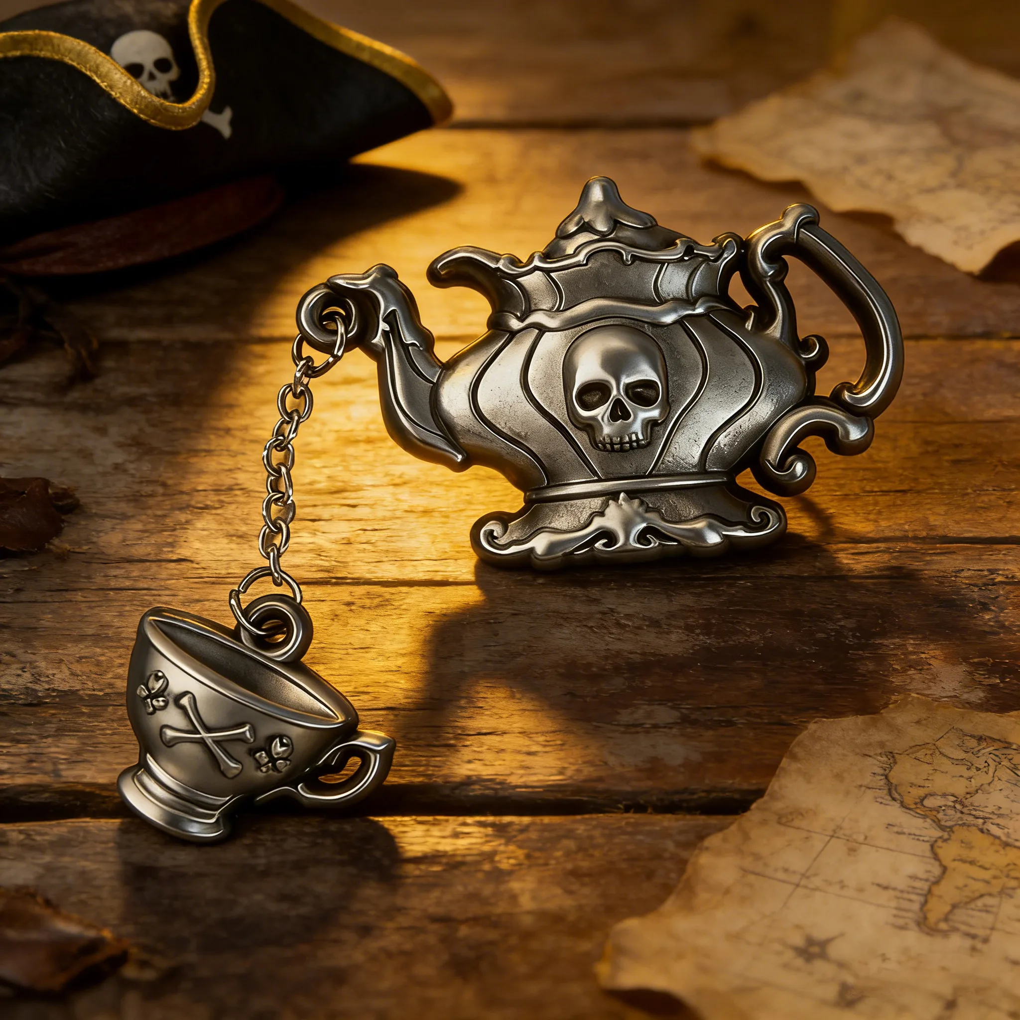 Skull Teapot & Cup Charm 3D Pin
s