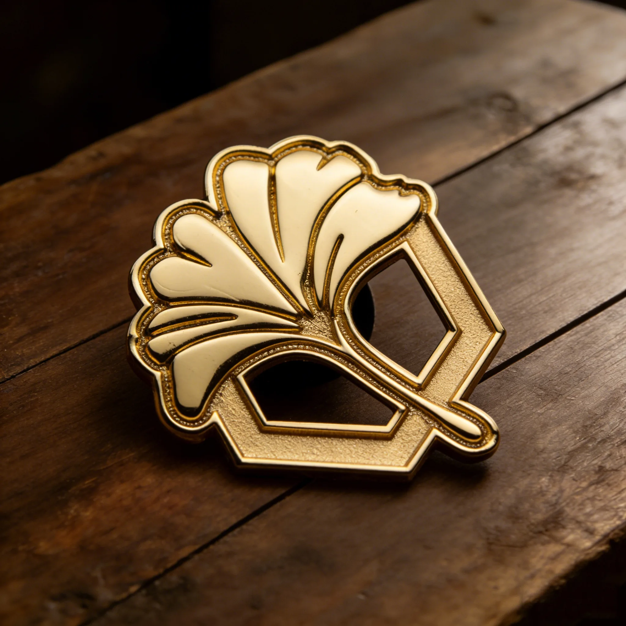 Elegant Ginkgo Leaf Gold Badge