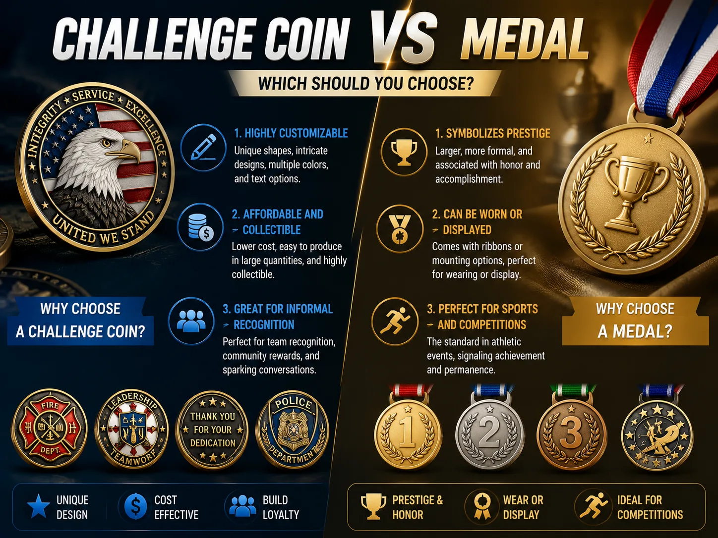 Custom Challenge Coin vs Medal