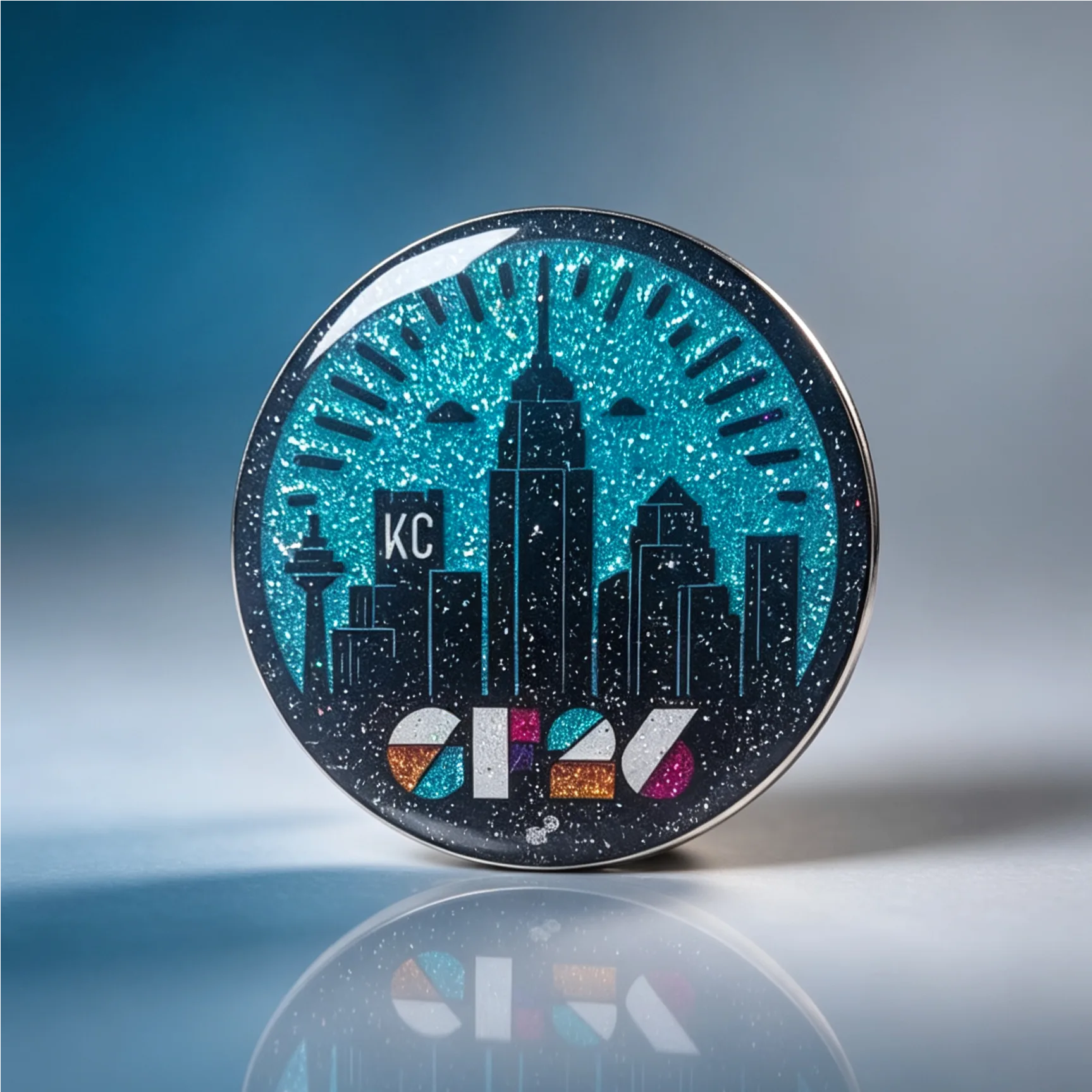 Custom Pins 13 KC City Glitter Enamel Pin