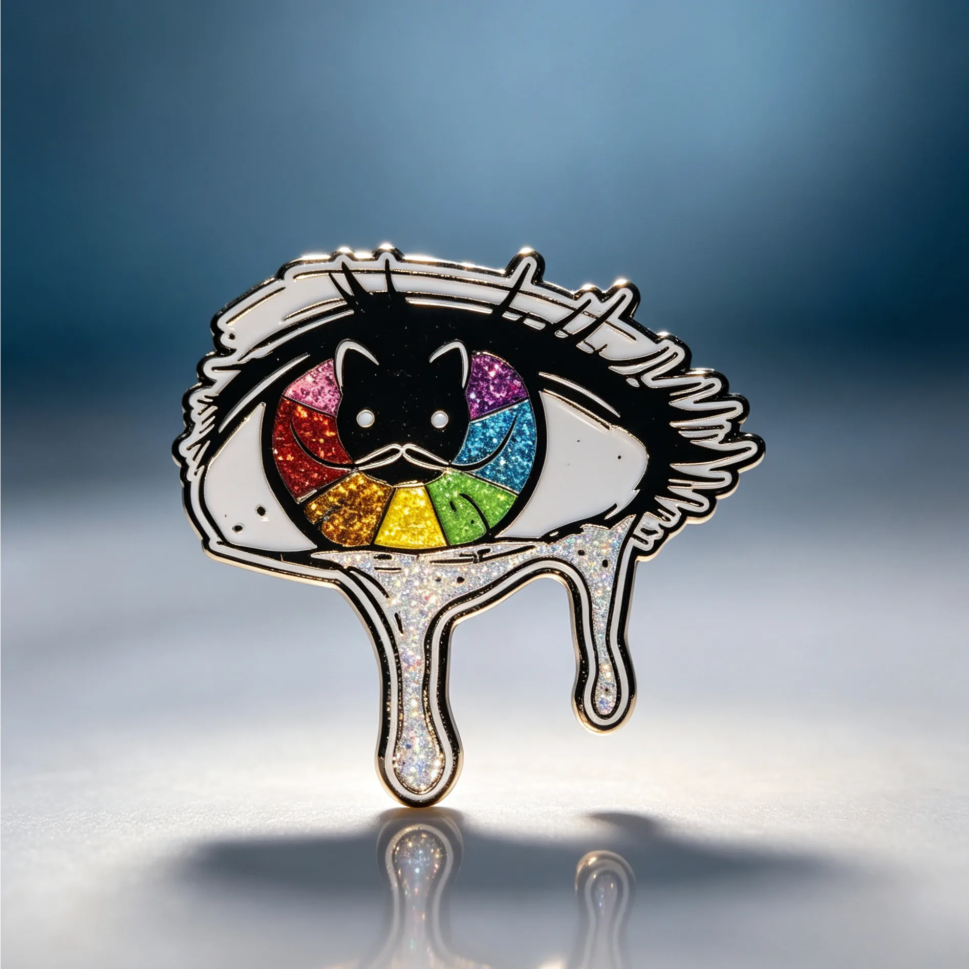 Custom Pins 11 Rainbow Eye Cat Drip Enamel Pin